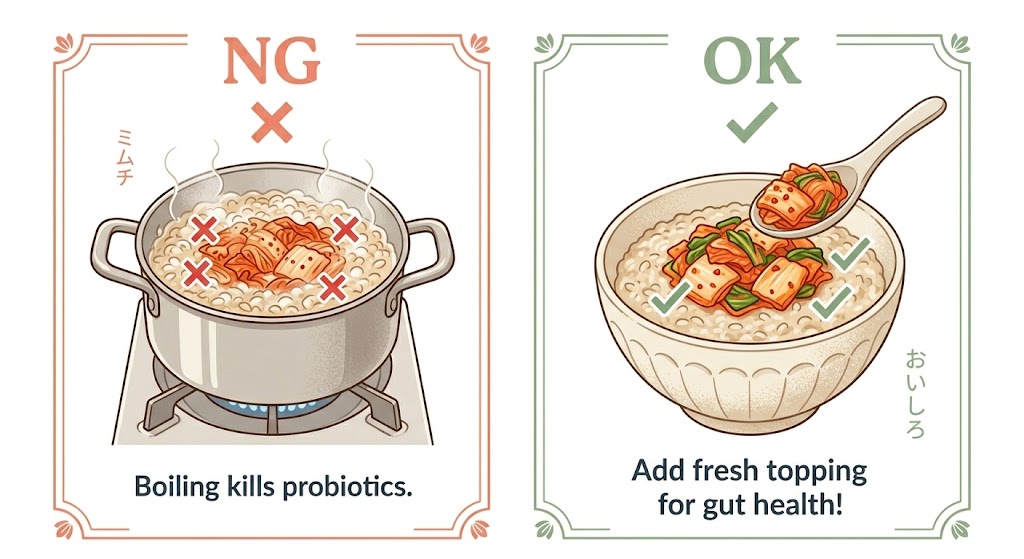 Kimchi probiotics — heating NG vs OK