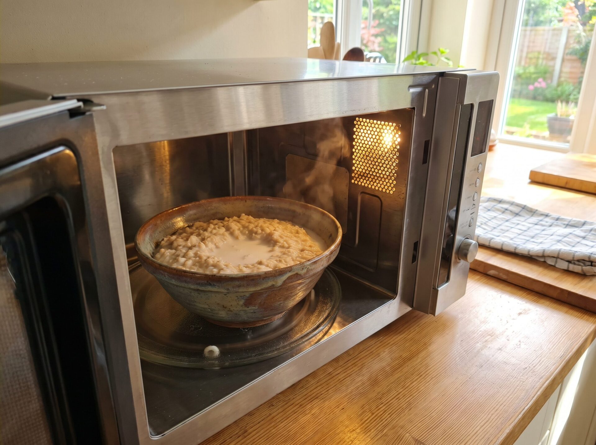 microwave oatmeal with milk, how to cook oatmeal without overflow